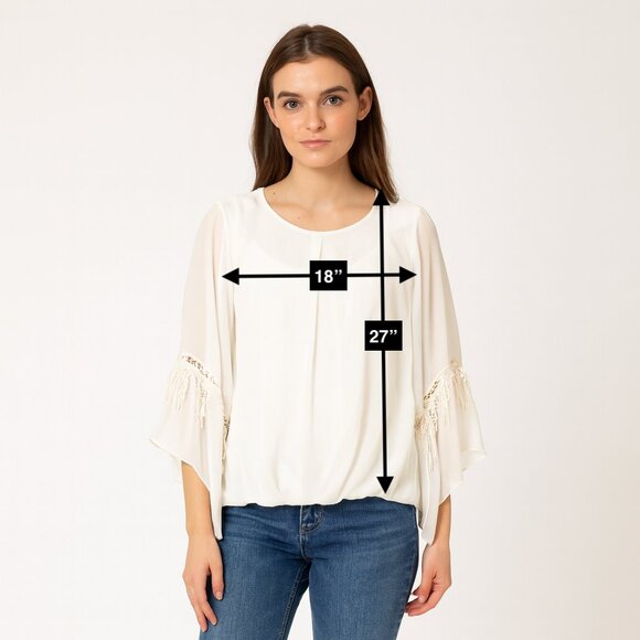 ALYX White Blouse Long Sleeve Top Women's Shirt Size Small Boho - Picture 2 of 6